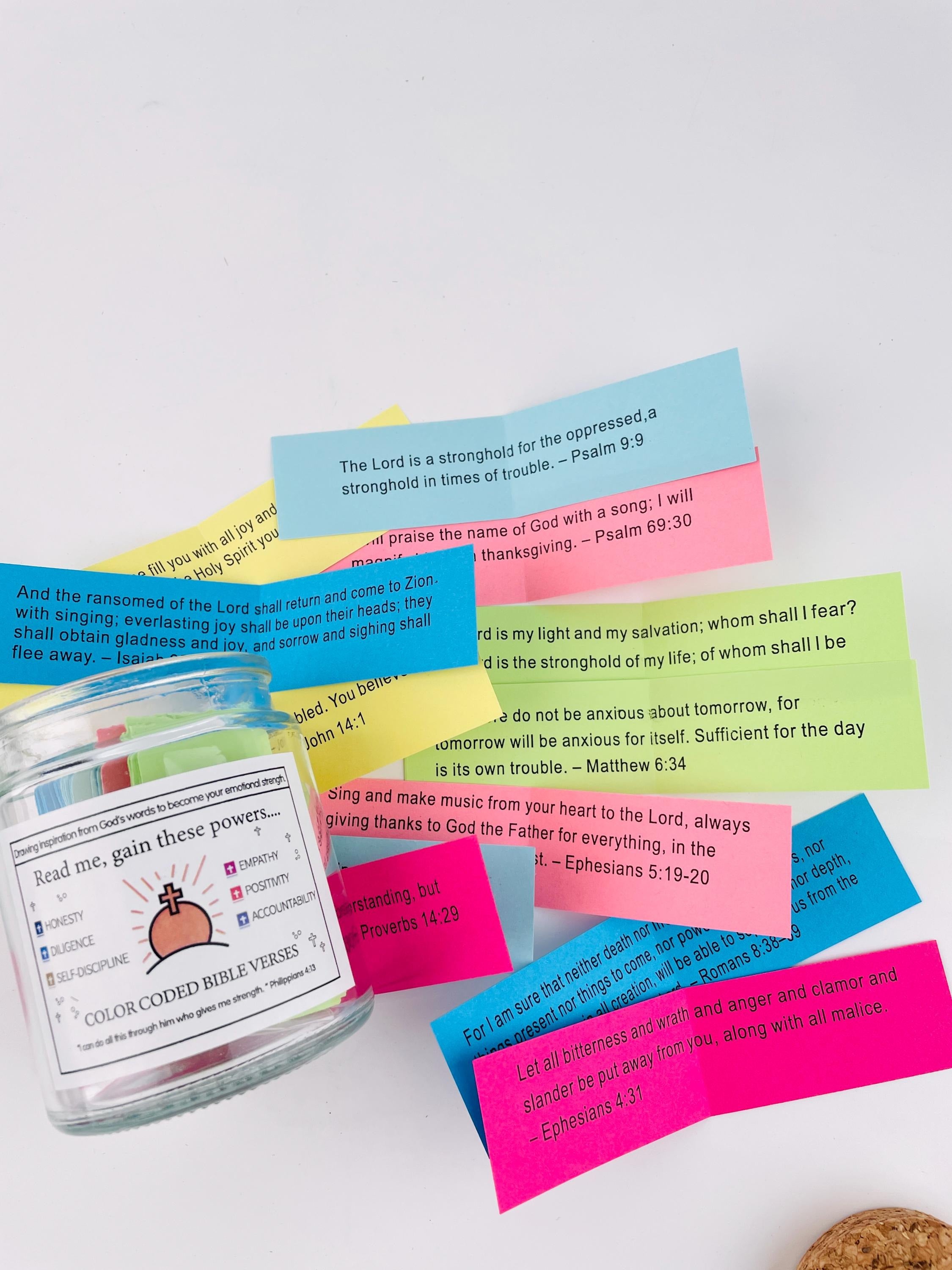 Bible Scripture Jars, Colorful Scripture Jars, Christian Gifts, Bible Jars, Reading Jars, Personalized Scripture Cards